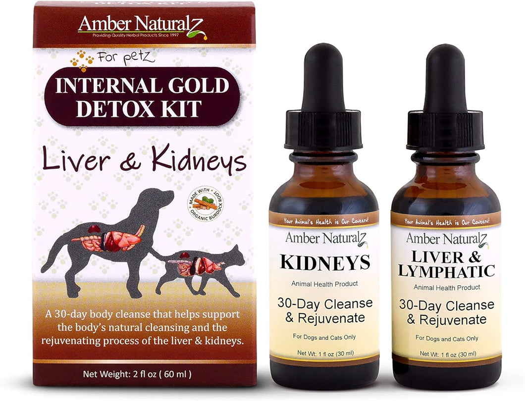 Amber Naturalz Internal Gold Detox KIT - Powerful & Gentle Cleanse & Rejuvenation - for Dogz & Catz