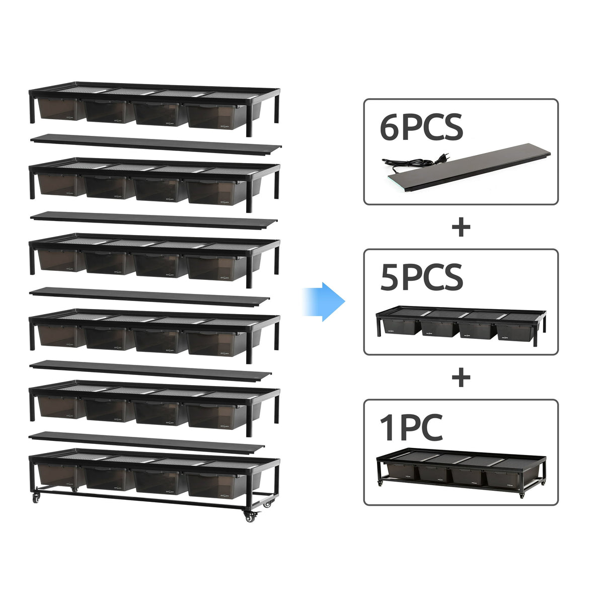 REPTIZOO Aluminum Stackable Breeding Rack (Included Heat Mats for 6 la ...