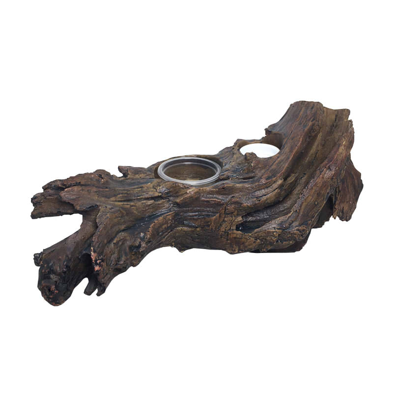 REPTILE DADDY Resin Log w/Feeding Cup Holders approx. 31x17x15cm(H)