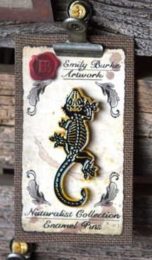 Crested Gecko Enamel Pin (Gold) - Emily Burke
